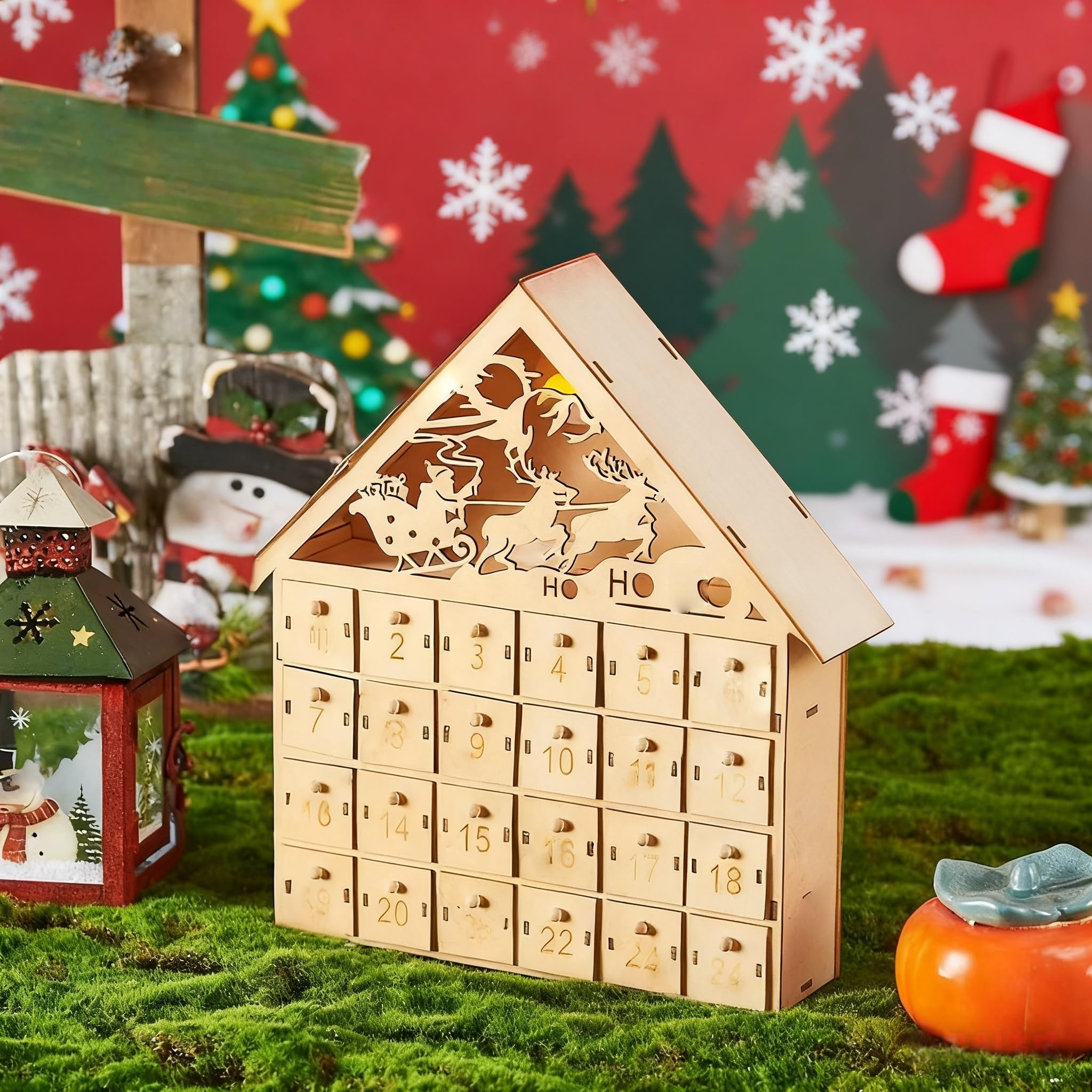 Amazon.co.jp: 木製発光LEDアドベントカレンダー【2025新モデル/24日間